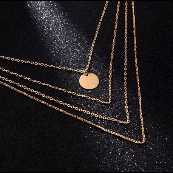 Gold Tone Multi Layer Coin Necklace - Picture 3 of 5